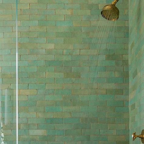 Zia Tile on Instagram: "Tidepool — our transcendently multi-tonal zellige in a thousand shades of blue and green Design by @curated_studio_interiors 📸 by @saraessexbradley" Tide Pool Zia Tile, Blue And Green Design, Zia Tile, Tide Pool, The Shack, Shades Of Blue And Green, Primary Bathroom, Tide Pools, Green Tile