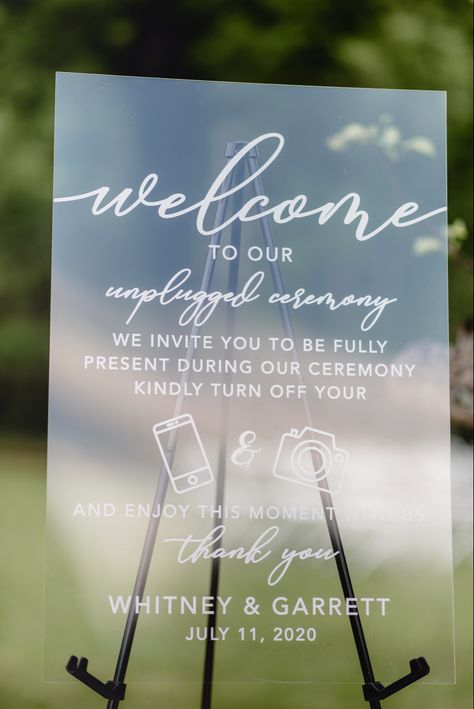 Unplugged Ceremony Sign Acrylic, Acrylic Unplugged Ceremony Sign, Unplugged Wedding Sign Acrylic, Welcome To Our Unplugged Ceremony, Ceremony Signs Wedding, Mirror Signage, Unplugged Sign, Wedding Entrance Sign, Wedding Ceremony Sign