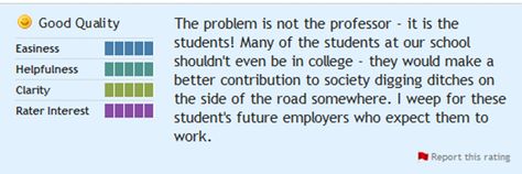 Rate my professor...I had this teacher last semester and this rating is funny but not true...the teacher was insane Rate My Professor, The Teacher, Funny