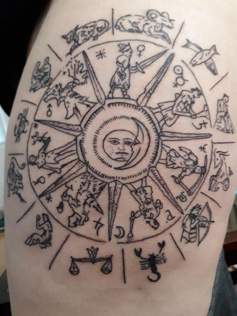 Astrology Wheel Tattoo, Astrology Chart Tattoo, Zodiac Wheel Tattoo, Constellation Sleeve Tattoo, Star Chart Tattoo, Astrology Back Tattoo, Astrology Tattoo Sleeve, Birth Chart Tattoo, Astrology Tattoo Designs