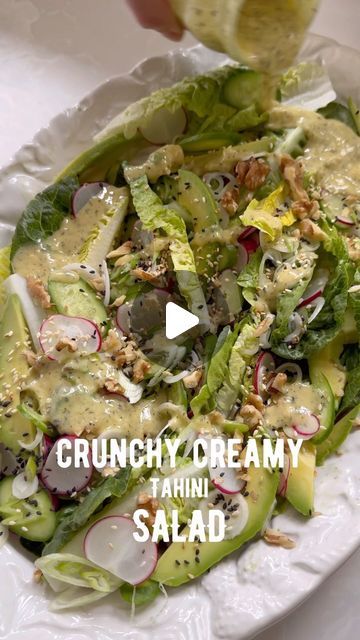 Meliz Berg | Ok, what are you having for lunch or for dinner tonight because I’ve got one of my favourite salads ready for you all with a sweet & ta... | Instagram Tahini Salad, Gem Lettuce, Healthy Vegetable Recipes, Nigella Seeds, Salad Dishes, 4 Baby, Tahini Dressing, Lettuce Leaves, Mediterranean Dishes