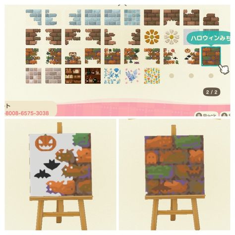 Acnh Fall Cobblestone, Acnh Fall Brick Path Codes, Acnh Halloween Path Borders, Acnh Halloween Brick Path, Halloween Path Animal Crossing, Acnh Pumpkin Path, Acnh October, Acnh Halloween Design Codes, Acnh Fall Path Codes