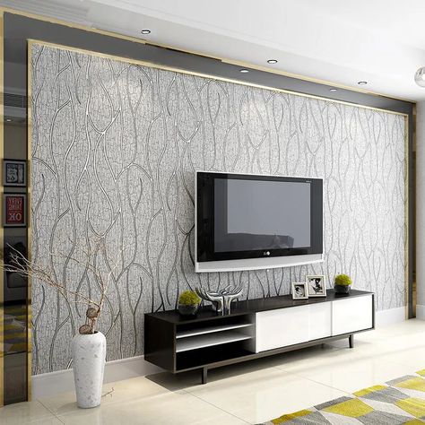 1M 3D Stripe Wallpaper Non-Woven Damask TV Background Wall Home Decor DIY Craft | eBay 3d Striped Wallpaper, Tv Bedroom, Bedroom Background, Living Room Tv Unit Designs, Stripe Wallpaper, Wall Home Decor, Stripes Wallpaper, Wallpaper Modern, Woven Wallpaper