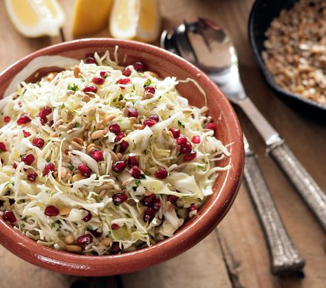 Ikaria Cabbage Pomegranate Superfood Slaw Superfood Slaw, Diane Kochilas, Meals Under 400 Calories, Blue Zones Recipes, Longevity Recipes, Zone Recipes, Winter Veggies, Pomegranate Salad, Vegetarian Cabbage