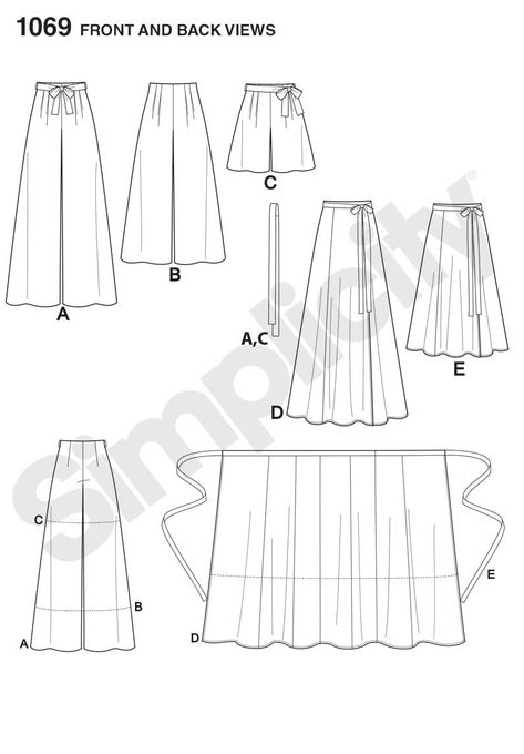 Simplicity 1069 Misses' Wide Leg Pants or Shorts & Skirts in 2 Lengths Maxi Skirt Sewing Pattern, Maxi Skirt Pattern, Trousers Women Wide Leg, Sewing Templates, Pants Sewing Pattern, Paper Sewing Patterns, Skirt Patterns Sewing, Simplicity Sewing, Sewing Skirts