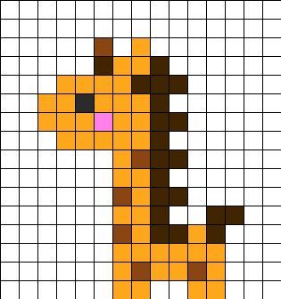 Baby Giraffe Perler Bead Pattern | Bead Sprites | Animals Fuse Bead Patterns Easy Perler Bead Patterns, Seni Pastel, Pearl Beads Pattern, Beads Patterns, Tiny Cross Stitch, Fuse Bead Patterns, Art Perle, Hama Beads Design, Perler Bead Templates