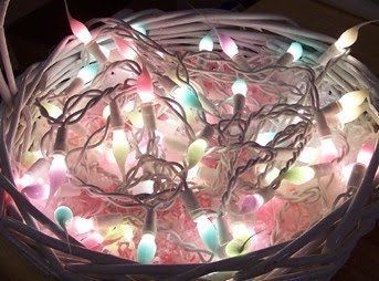 pastel christmas lights - Would use all throughout the winter, love them. Pink Blue Christmas, Pink And Blue Christmas, Holiday Open House, Blue G, Shabby Christmas, Pastel Christmas, Pink Christmas Decorations, All Pink, Shabby Chic Christmas