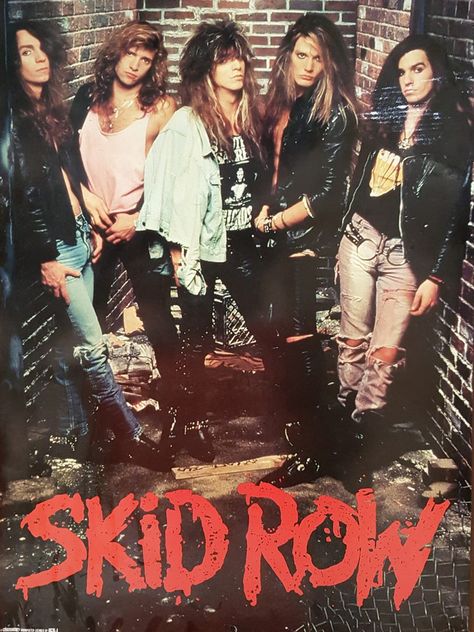 Skid Row Band, 80s Hair Metal, Glam Rock Bands, Vintage Art Wall, 80s Rock Bands, Hair Metal Bands, Hair Metal, Rock Band Posters, Skid Row