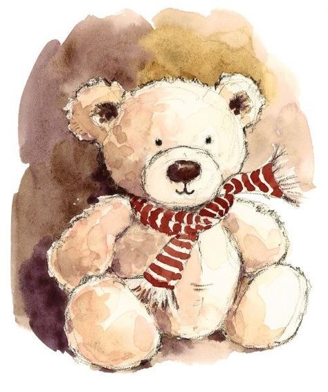 Teddy Bear Sketch, Teddy Bear Drawing, Cards Illustration, Bear Watercolor, Bear Paintings, Bear Drawing, Christmas Teddy Bear, Baby Painting, Bear Illustration