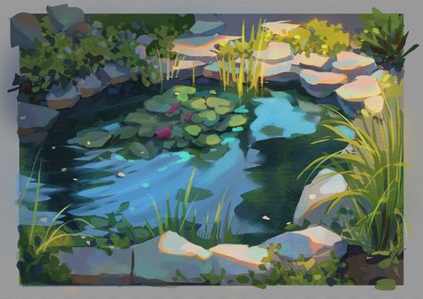 Painting Environment, Background Game, Study Light, Environment Painting, Color And Light, Bg Design, Speed Painting, Light Study, Gouache Art