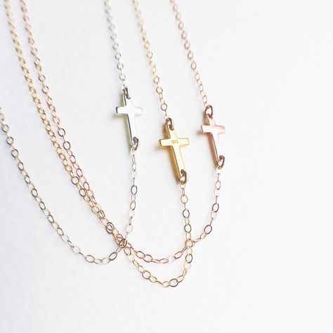 Delicate Sideways Cross Necklace  REE STANDARD SHIPPING on all orders over $45.00+ Code: FREESHIP2018  #cross Cross Necklace Gold, Sideways Cross Necklace, Tiny Cross Necklace, Cross Necklace Sideways, Sterling Silver Cross Necklace, Tiny Cross, Necklace Rose Gold, Gold Cross Necklace, Necklace Rose