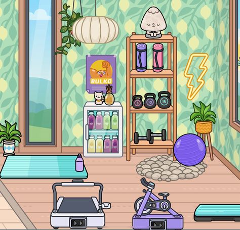 Toca boca room idea, gym idea, gym room, exercise room, workout, extra room idea, aesthetic, design