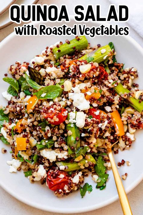 Tricolor Quinoa Salad, Quinoa With Roasted Vegetables, Warm Quinoa Salad, Easy Veggie Sides, Recipes With Beef, Roasted Root Vegetable Salad, Root Vegetable Salad, Roasted Veggie Salad, Mediterranean Dinner