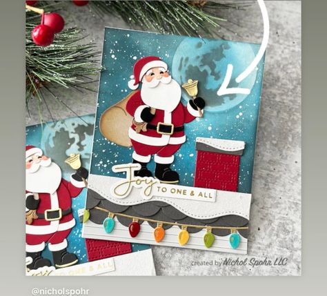 Spellbinders Christmas Cards, Homemade Holiday Cards, Santa Card, Christmas Card Inspiration, Family Christmas Cards, Spellbinders Cards, Christmas Card Design, Christmas Cards To Make, Winter Cards