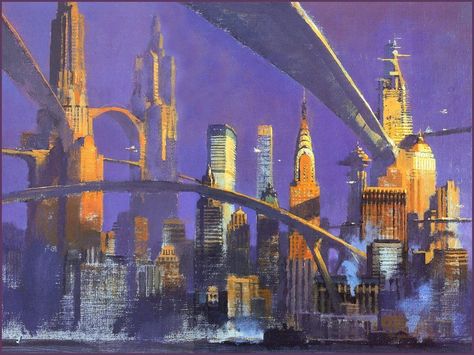 1970s Future Metropolis, Harris : RetroFuturism Metropolis Aesthetic, 70s Sci Fi Art Retro Futurism, John Harris, Sci Fi Space, Marine Artist, 70s Sci Fi Art, Sci Fi City, Sci Fi Environment, Paintings Abstract