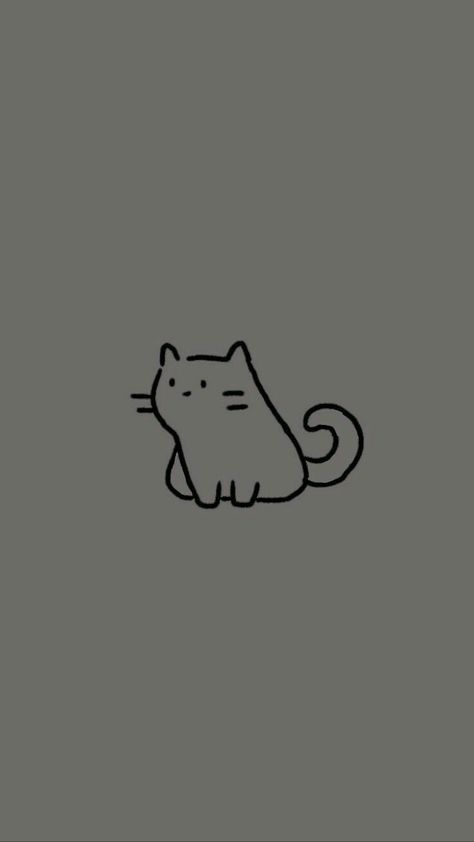 Cat Drawing Wallpaper Aesthetic, Grey Anime Background, Cute Cat Background Wallpapers, Cat Wallpaper Matching, Matching Backgrounds Aesthetic, Gray Cat Art, Matching Cat Wallpaper, Simple Cat Wallpaper, Gray Cat Wallpaper