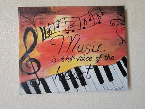 Piano Canvas Painting, Music Painting Ideas Easy, Piano Pictures, Hipster Drawings, Music Painting, Music Sing, Easy Piano, Simple Acrylic Paintings, Paint And Sip