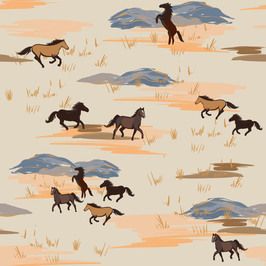 Western Prints, Horse Fabric, Western Wall Art, Horse Illustration, Horse Pattern, Western Aesthetic, Sleeping Under The Stars, Western Art, Wild Horses