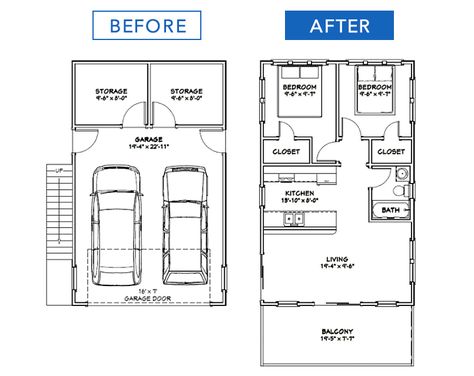 Garage To Bedroom Conversion Floor Plans, Convert Garage To Bedroom, Garage Bedroom Conversion, Garage Conversion Granny Flat, Garage Addition Ideas, Granny Flat Plans, Garage Closet, Garage To Living Space, Converted Garage