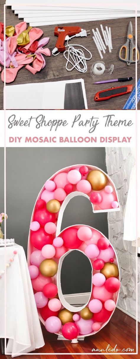 Diy Mosaic Numbers, Balloon Number Display, Old Fashioned Bakery, Bakery Theme, Mosaic Balloon, Balloon Numbers, Shark Themed Party, Shark Themed Birthday Party, Diy Mosaic