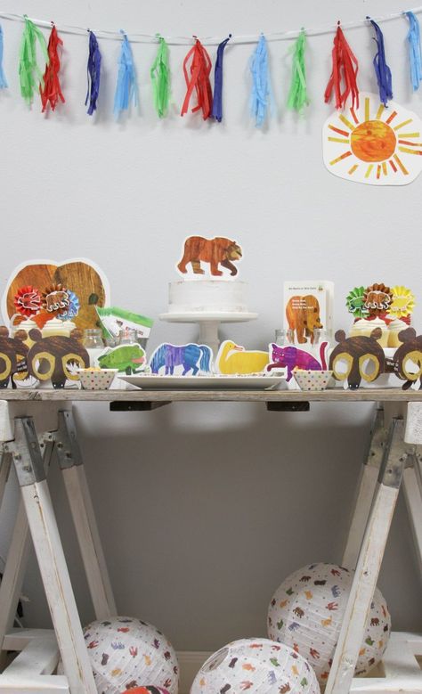 Brown Bear Eric Carle Birthday, Brown Bear Brown Bear Party, Brown Bear Brown Bear Birthday Party, Brown Bear Birthday Party, Bear Birthday Party Ideas, Brown Bear Birthday, Baby Bear Birthday Party, Brown Bear Brown Bear Activities, Brown Bear Brown Bear Birthday