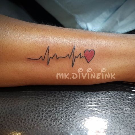 Medium Tattoo Ideas With Meaning, Heart Tattoo With Heartbeat, Tattoo Over Heart, Ekg Tattoo Ideas, Tattoos Heartbeat, Tattoo Heartbeat, Heartbeat Tattoo With Name, Chest Tattoo Quotes, Heartbeat Tattoo On Wrist