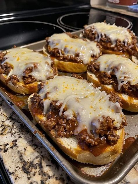 Daily recipes🥗 | Smokey Sloppy Joe and Provolone | Facebook Smokey Sloppy Joe And Provolone, Mini Crockpot, Sloppy Joes Sandwich, Sloppy Joe Sauce, Open Faced Sandwich, Texas Toast, Jamie Oliver Recipes, Sloppy Joe, Grandmas Recipes