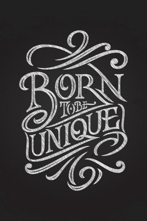 Lettering with chalk BORN TO BE UNIQUE on a chalkboard. Vector illustration for posters, banners, for printing on notepads and sketchbooks. Handmade typography. Chalkboard Art Fonts, Handmade Typography, Chalkboard Typography, Sign Inspiration, Chalkboard Vector, Chalkboard Lettering, Chalkboard Poster, Chalk Lettering, Quote Typography