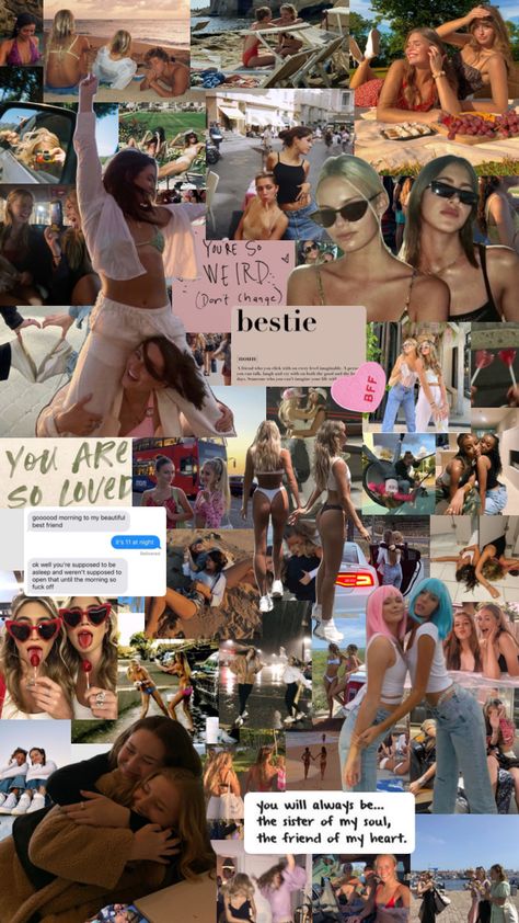 Best Friends Collage Ideas, Best Friends Aesthetic Collage, Cute Best Friend Scrapbook Ideas, Photo Collage For Friends, Best Friend Moodboard, Friend Photo Collage Gift, Friend Wallpaper Collage, Friends Collage Frame, Bestie Collage Ideas