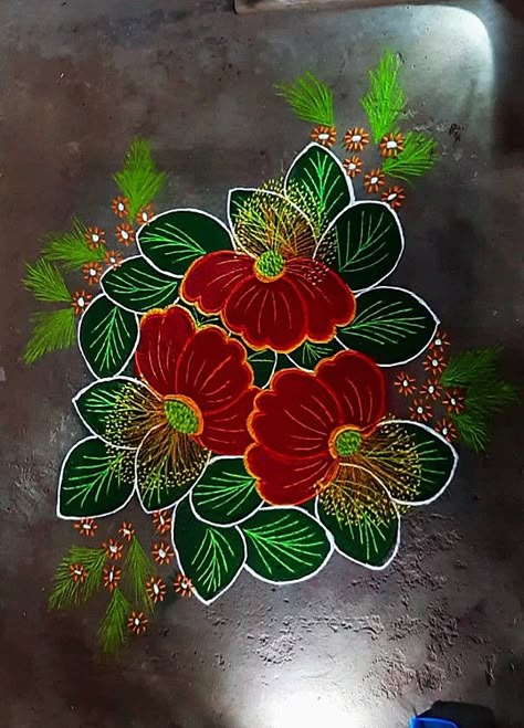 Rangilo Design, Corner Rangoli Designs, 3d Kolam, Cartoons Rangoli Design, Rangoli Photos, Cartoons Rangoli, Margali Kolam, Rangoli Flower, Colourful Rangoli