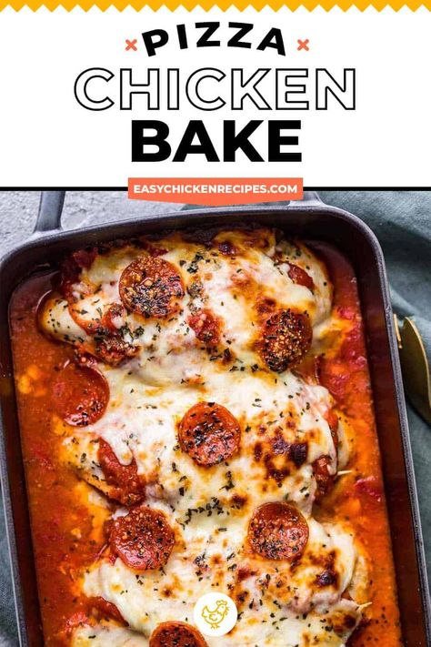 Pizza Chicken Bake, Chicken Bake Recipe, Baked Lemon Pepper Chicken, Low Carb Spaghetti, Pizza Chicken, Chicken Meatball Recipes, Easy Chicken Breast, Ayam Bakar, Diner Recipes