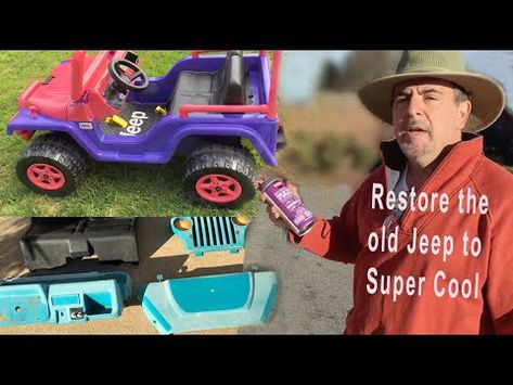 Restoring a Power Wheels Jeep, dissembling, cleaning, and repainting and reassembling it - YouTube Power Wheels Jeep Makeover, Power Wheels Mods, Power Wheels Makeover, Power Wheel Cars, Power Wheels Jeep, Kids Power Wheels, Upcycle Kids, Kids Jeep, Toddler Projects