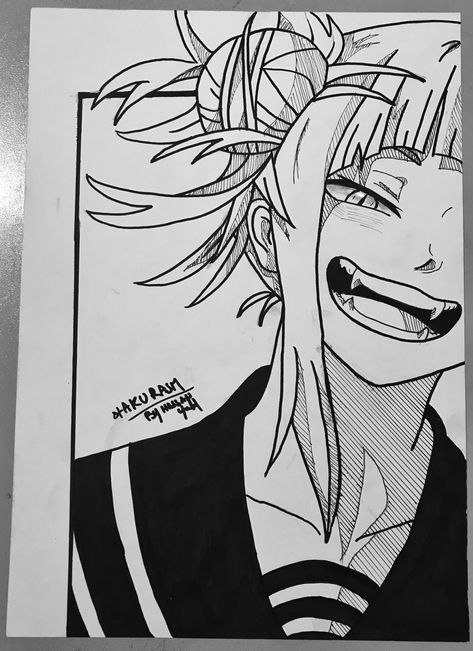 Toga Himiko Sketch, Himiko Toga Drawing, Cool Anime Sketches, Anime To Draw, Drawing Of Anime, Anime Drawing Manga, Easy Pencil Drawings, Vampire Drawings, Anime Drawing Sketches