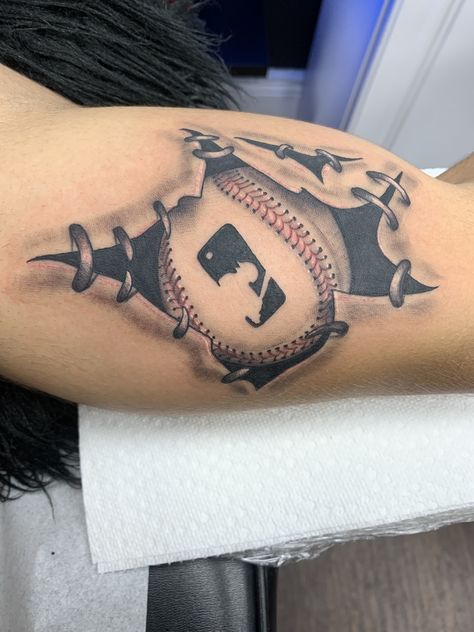 Arm Baseball tattoo Sports Leg Tattoo Men, Baseball Related Tattoos, Cool Baseball Tattoos, Baseball Tatoos Men, Sports Sleeve Tattoo For Men, Baseball Sleeve Tattoo, Baseball Tattoo Ideas Men, Baseball Tattoo Design, Baseball Diamond Tattoo