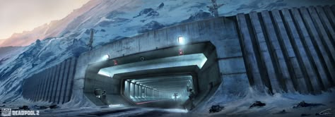 Tunnel Entrance, Sci Fi Architecture, Sci Fi Landscape, Deadpool 2, Underground Bunker, Data Visualization Design, Sci Fi City, Sci Fi Environment, Games Design