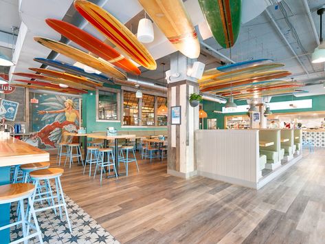 Surfsides New Tenleytown Flagship Has Draft Margs and a 24/7 Taco Stand Beach Side Coffee Shop, Surf Restaurant, Waterpark Hotel, Coastal Restaurant, Hawaii Restaurant, Santa Cruz Surf, Surf Bar, Coastal Kitchens, Surf Cafe