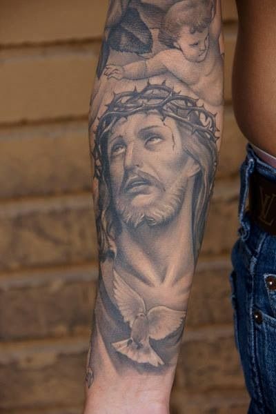 Jesus tattoo God Face Tattoo, Gods Face Tattoo Design, Jesus Chest Tattoo, Jesus Wept Tattoo, Jesus Face Tattoo Design, Jesus Tattoos, Jesus Christ Tattoo, Christus Tattoo, Jesus Tattoo Design