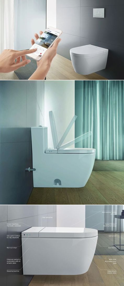 Smart Toilet Design, Duravit Bathroom, Futuristic Bathroom Design, Futuristic Bathroom, Philippe Starck Design, Kitchen Ceiling Design, Japanese Bathroom, Smart Faucet, Tech Ideas