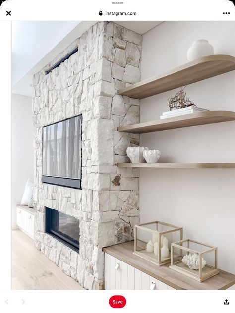 Stone Wall Tv Living Room, White Stone Wall Living Room, Stone Tv Wall Ideas Living Room, Stone Feature Wall Living Room, Stone Wall Tv, Brick Tv Wall Ideas, Brick Tv Wall, Stone Fireplace Tv Wall, Living Room Fireplace With Tv