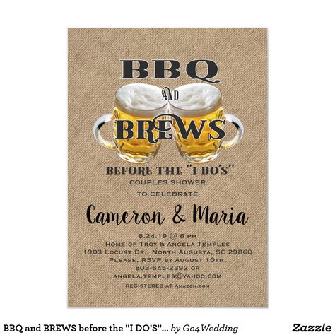 Bbq And Brews Before The I Dos, Brews Before The I Dos, I Do Bbq, Outdoor Couple, Watercolor Succulents, Couples Shower Invitations, Country Boy, Wedding Shower Invitations, Couple Shower