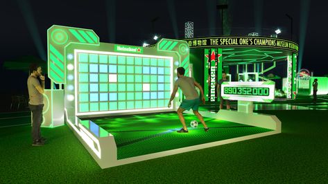 HEINEKEN X UCL "CHAMPION TOWN" EVENT CONCEPT on Behance Football Activation Ideas, On Ground Activation Ideas, Event Games Ideas, Football Activation, Soccer Events, Brand Activation Ideas, Football Event, Gaming Event, Event Concept