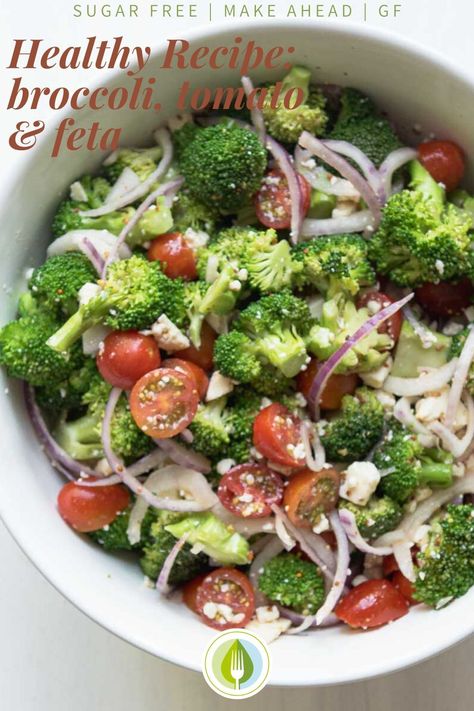 Broccoli Salad Mediterranean, Tomatoes And Broccoli, Tomato And Broccoli Recipes, Broccoli And Cherry Tomatoes, Broccoli And Tomato Salad, Broccoli Recipes Salad, Summer Broccoli Recipes, Broccoli Feta Salad, Marinated Broccoli Salad