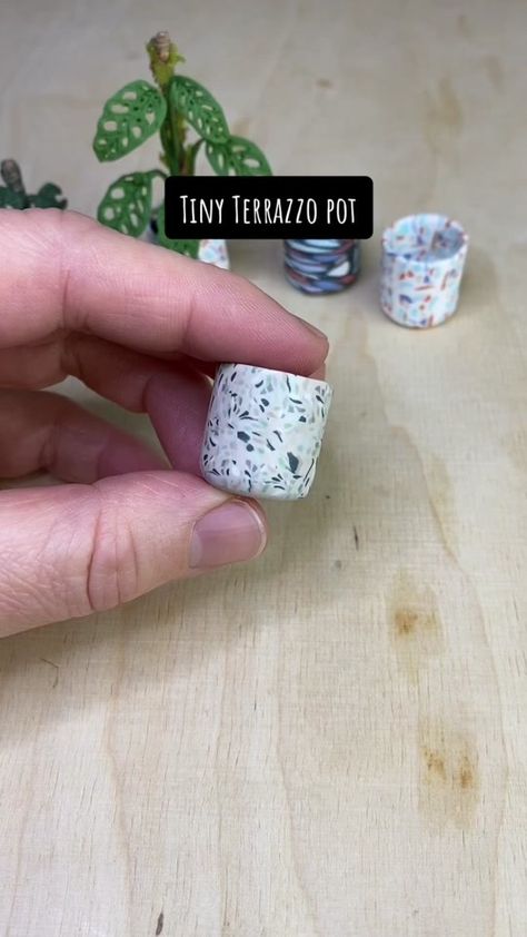 Tiny terrazzo plant pot with polymer clay 🪴🪴🪴 All plant sculptures ... | polymer clay | TikTok Clay Tiktok, Polymer Clay Plants, Clay Plants, Bake Clay, Oven Bake Clay, Colored Clay, Polymer Clay Cane, Polymer Clay Canes, Polymer Clay Projects