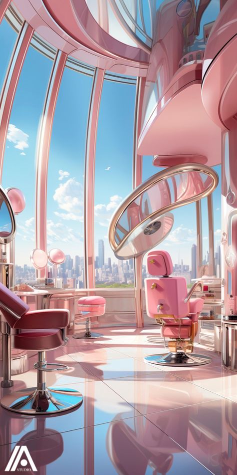 Diagrammatic Drawing, Hair Salon Interior Design Luxury, Midjourneyart Prompt, Fantasy Bed, 80s Apartment, Futuristic Kitchen, Hair Salon Interior Design, Architecture Photography Buildings, Concept Furniture