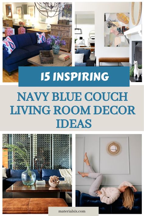 Navy Blue Couch Living Room Decor Ideas Blue Couch Living Room Decor, Royal Blue Couch, Blue Couch Living Room Ideas, Dark Blue Couch, Navy Sofas, Navy Blue Couches, Room Inspiration Cozy, Blue Living Room Ideas, Living Room Inspiration Cozy