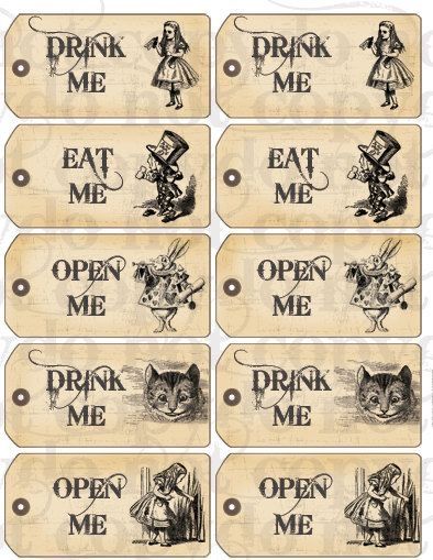 Alice In Wonderland Tags, Alice In Wonderland Crafts, Cute Tags, Alison Wonderland, Alice In Wonderland Drawings, Alice In Wonderland Illustrations, Alice In Wonderland Tea Party Birthday, Tema Disney, Alice In Wonderland Wedding