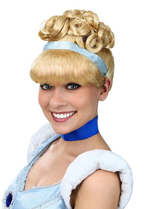 Women's Cinderella Wig Standard Yellow Cinderella Wig, Cinderella Hair, Cinderella Cosplay, Fairy Tale Costumes, Large Curls, Cinderella Costume, Glass Slippers, Princess Cosplay, Straight Bangs