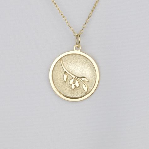 14K Gold Dainty Olive Branch Necklace, Personalized Dainty Olive Branch Pendant, Dainty Olive Branch Charm, Gift for Her by EternalLuxeJewelry on Etsy