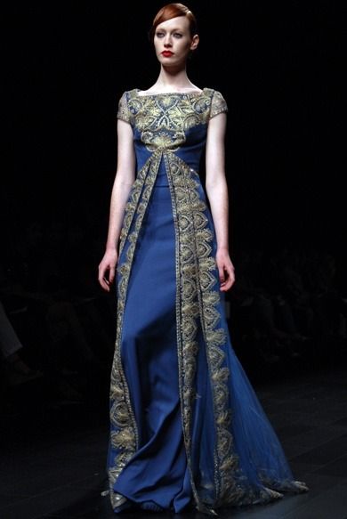 Empire Waist Evening Gown, Empire Waist Ball Gown, Fantasy Dresses, Georges Hobeika, Medieval Dress, Gorgeous Gowns, Blue Silk, Fantasy Fashion, Beautiful Gowns