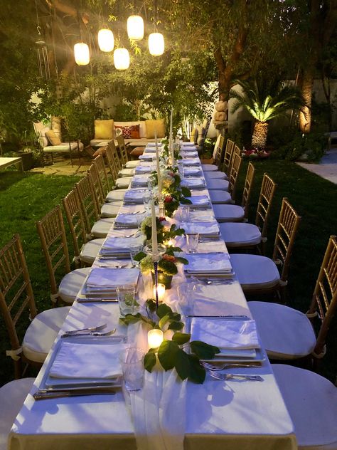 Outdoor party decoration, table setting, natural party, elegant tables, outdoor celebration Formal Dinner Set Up, Backyard Dinner Party Table, Outdoor Dinner Party Table, Formal Dinner Setting, Dinner Table Set Up, Outdoor Dinner Table, Formal Dinner Table, Christmas Hosting, Backyard Dinner